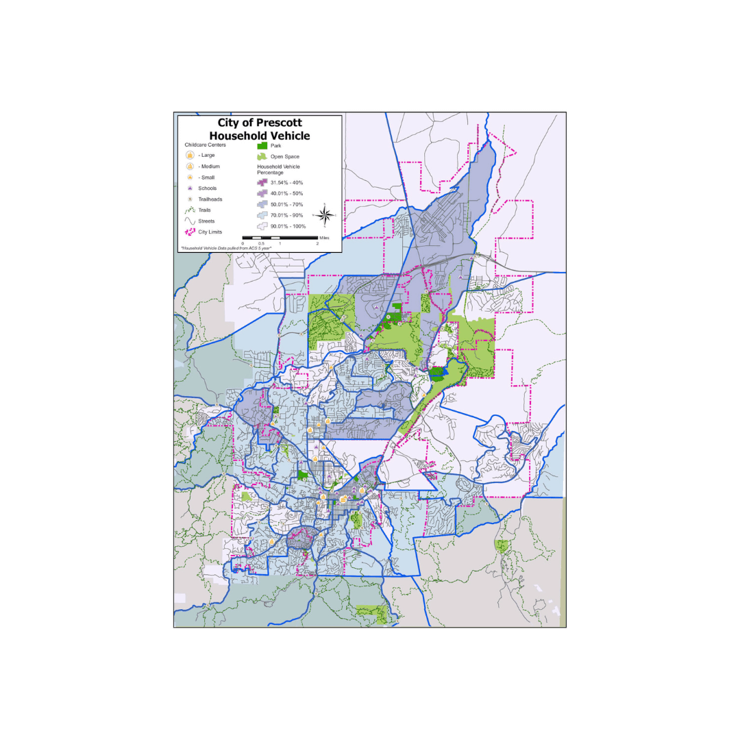 Graphic of the city of prescott houshold vehicle map