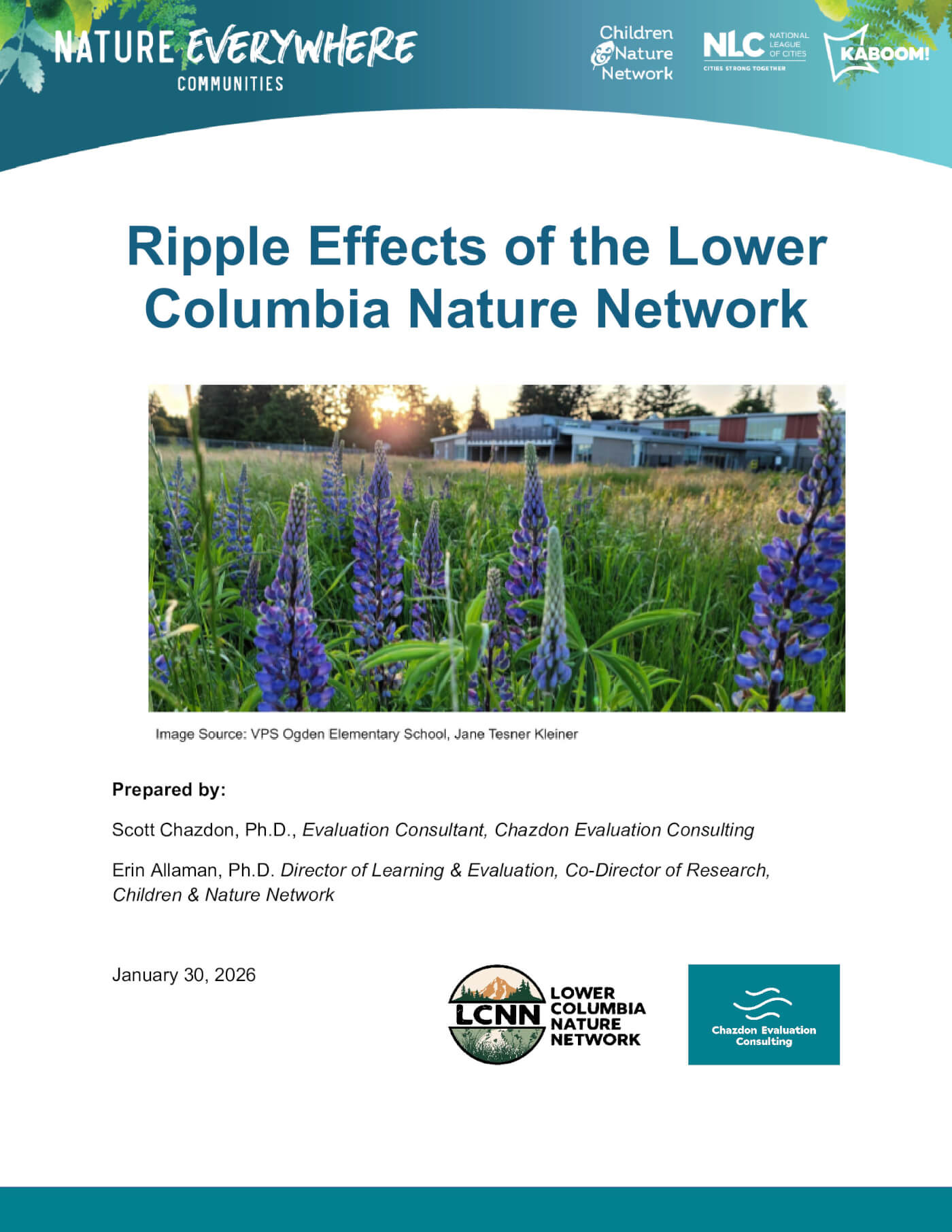 Ripple Effects of the Lower Columbia Network title with photo of green lush nature below