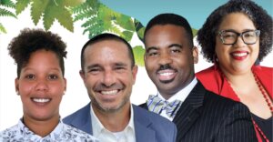 Headshots from left to right: Ashleigh Cibello-Pettus, Phil Ginsburg, Robert Blaine, Daniele Lyman-Torres.