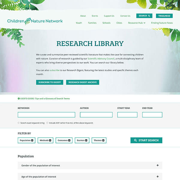 Screenshot of the C&NN Research Library website.