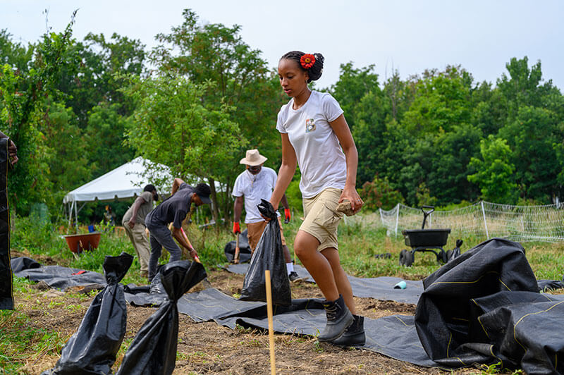 Wells brings people together around the common goal of providing equitable access to nature. Photo courtesy of Backyard Basecamp.