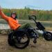 Mason Branstrator wheelies for a photo with his Firefly attachment while out on a hike.