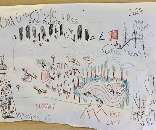 drawing from child that depicts an accessible playground
