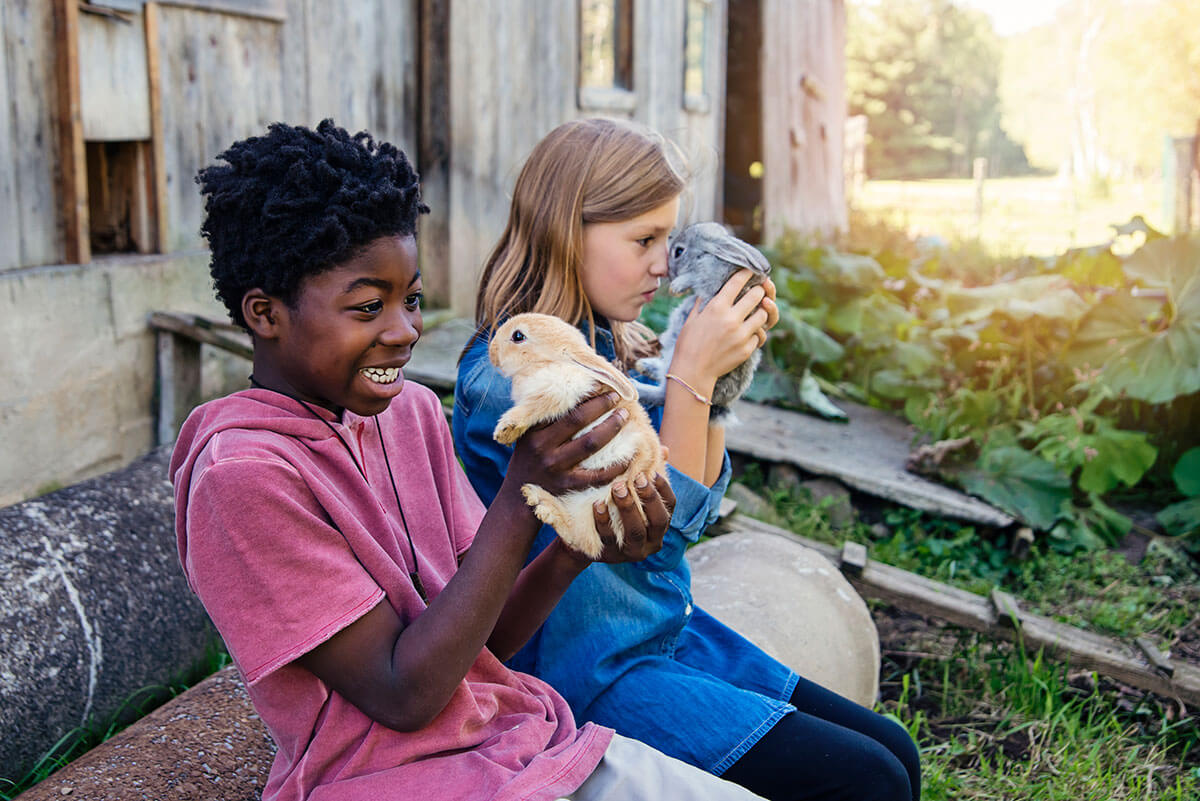 Kids Holding Rabbits